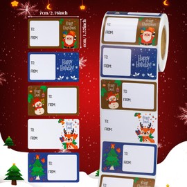 Outus 500 Pieces Christmas Tags Self Adhesive Gift Tags for Xmas Presents Christmas Name Tags Labels Stickers for Wrapping Paper Festival Birthday Holiday Decor(Modern Style,2.76 x 1.57 Inch)