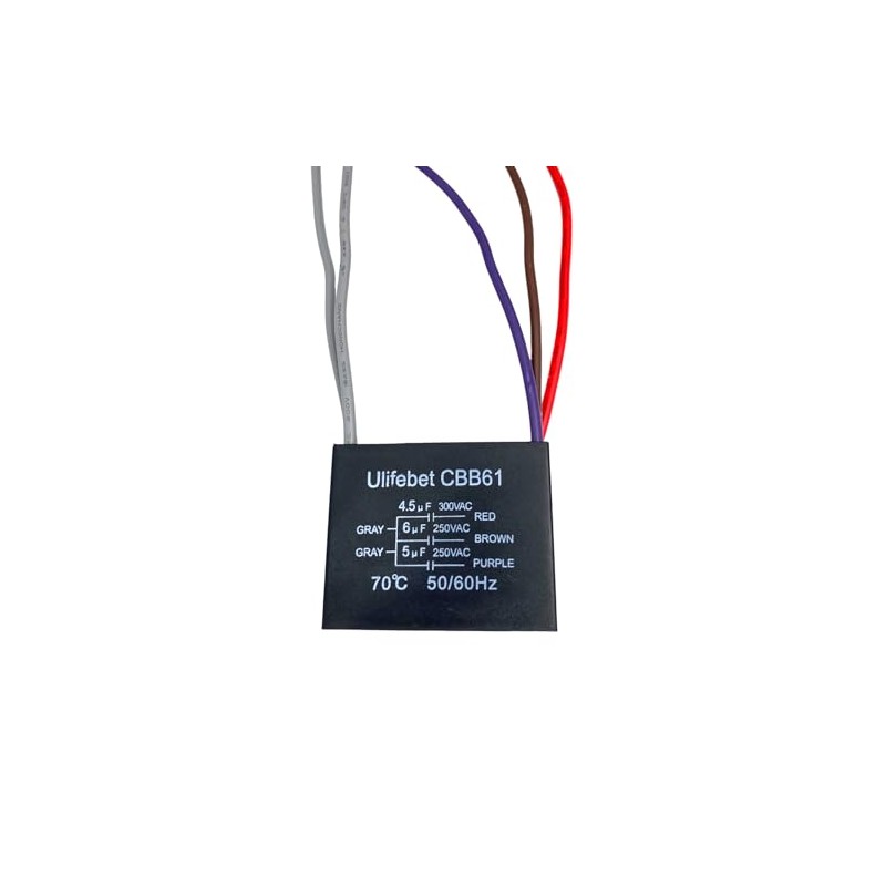 Capacitor triple CBB61 para ventilador con 5 cables a 250V
