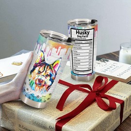 Limima Gifts for Husky Lovers for Christmas, Husky Gifts for Owners, Christmas - Birthday Gift Ideas for Husky Mom - Husky Lovers - Husky Dad, Husky Funny Facts Tumbler Cup Mug