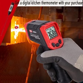 Infrared Thermometer, Digital Laser Temperature Meter -37°F~1022°F (-32°C~550°C) IR Temperature Gun (Not for Humans) Ideal for Cooking, Frying, Kitchen, Barbecue, Meat, Sugar, Freezer