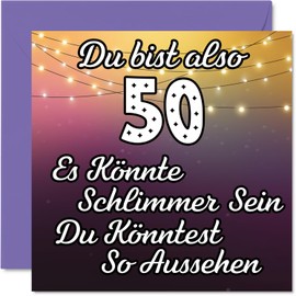 50th Birthday Card Funny for Wife Man She Him - Es Could Worse - Funny Fifty Fiftieth Happy Card Birthday 145mm Jokes Greeting Cards