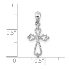 GlittersandGold 14K White Gold Diamond Accented Cross Pendant Bracelet Necklace