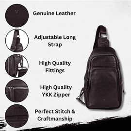 Genuine Italian Leather Unisex Body Bag - Stylish, Durable, and Secure Travel Companion for Casual and Trendy Essentials, Brown