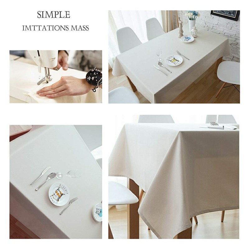 Actnow Solid Tablecloth 140x220cm Heat Resistant Thick Rectangular Tablecloth (White)