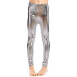 Aaronano Little Girls' Metallic Color Shiny Stretch Leggings