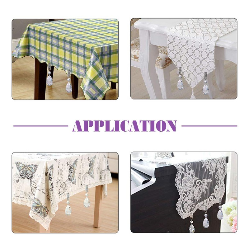 Swpeet 10Pcs Water-Drop Tablecloth Weights with 10Pcs Metal Clip Kit,