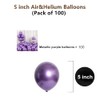 5 inch Metallic Purple Balloons, 100 pcs Thick Chrome Purple