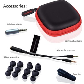 Soundmagic E50C Professional Sound Isolating Earphones, In-Ear Monitors, Wired Earbuds Headphones, HiFi Stereo,3.5mm Jack, With Mic, Red