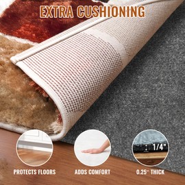 Comfypad - Felt Rug Pad, 2 x 3 Ft Rubber Non-Slip Rug Pad Gripper, Keep Rugs Secure and in Place, Extra Strong Under Carpet Mat Cushion - for All Floors