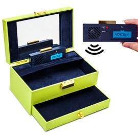 VOICEGIFT Memory Box, Recordable Memory Box with Removable Voice Recorder Module, Decorative Keepsake Box for Photos & Jewelry, Record and Re-record 60-Second Personal Messages | Green