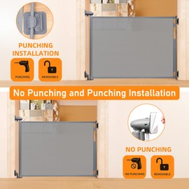 No Drill Retractable Pet Gates for Doorways No Drilling Retractable Baby Gate No Drill Retractable Dog Gates for The House 55” Wide Mesh Dog Gate Indoor Retractable Gate Outdoor Baby Gates for Decks