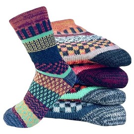 JOYCA & CO. 3-5 Pairs Womens Multicolor Fashion Warm Wool Cotton Thick Winter Crew Socks (Double Heart)