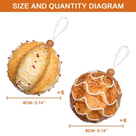 RoseCraft 3.14"/80MM Baking Christmas Ball Ornaments, 12PCS Shatterproof Christmas Tree Hanging Gingerbread Decorations Set, for Home Party Indoor Xmas Decor.