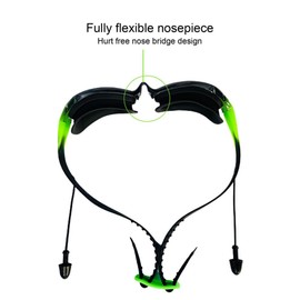 Kids Teens Swimming Goggles - UV Protection Anti Fog Swim Goggles With Attached Ear Plugs - Unisex Boys Girls Goggles - Comfortable Strap & Fit for Kids 6-14 years (Black & Green)