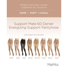 MeMoi Support Mate 60 Denier Energizing Support Pantyhose Beige X-Large