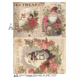 AB Studios Postcard Santa | A4 Rice Paper | Paper for Decoupage | AB Studios