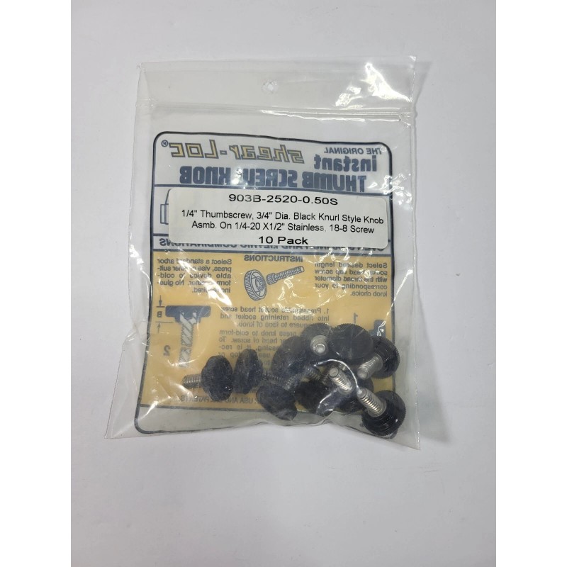 SHEAR-LOC 10 SHEAR-LOC INSTANT 1/4" THUMB SCREW 3/4" BLACK Knurl