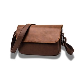 Capprecier Mini Shoulder Bag, Men's Small PU Leather Lightweight Crossbody Sacoche Bag, Magnetic Closure, Stylish for Commuting, Walking, Travel, Braun