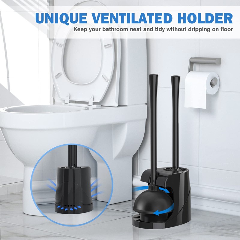 Toilet Plunger and Brush with Holder, Bowl Brush and Heavy