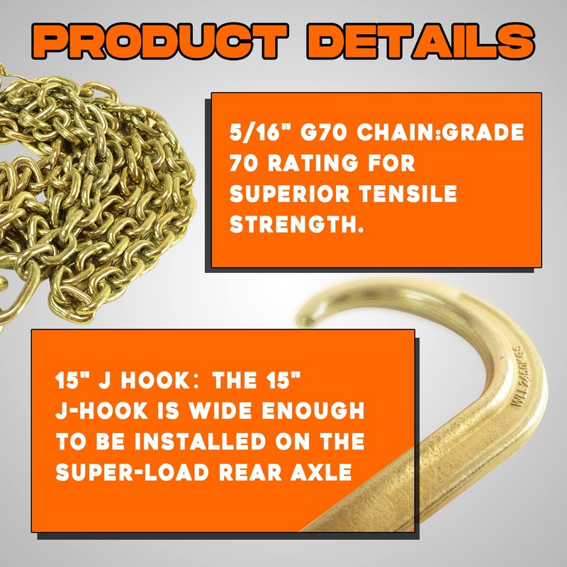 Grade 70 5/16 Inch x 10 Feets Transport Tow Chain