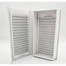 Alluring 8D Premade Lash Fans 0.03mm C & D Curl, (32 lines = 2 lash trays) – 480 Lash Fans (C Curl, Mixed Size)