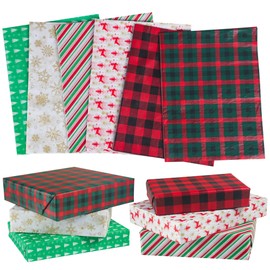 120 Sheets of Christmas Tissue Paper for Wrapping Gifts, 6 Styles/Patterns, 50 x 50 cm