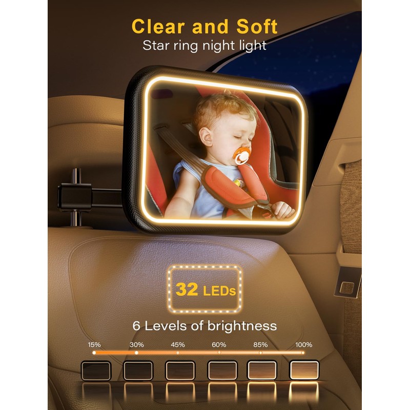 TAZENI Baby Car Mirror With Light for Baby Rechargeable Baby