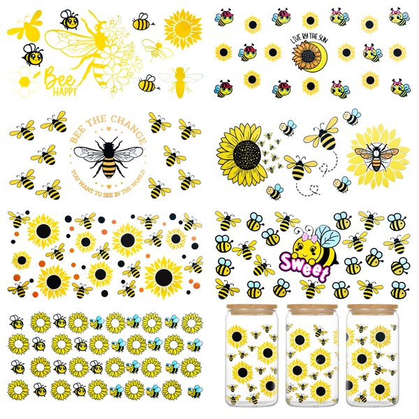 Qehese UV DTF Cup Wrap - 8 Sheets Bee UV