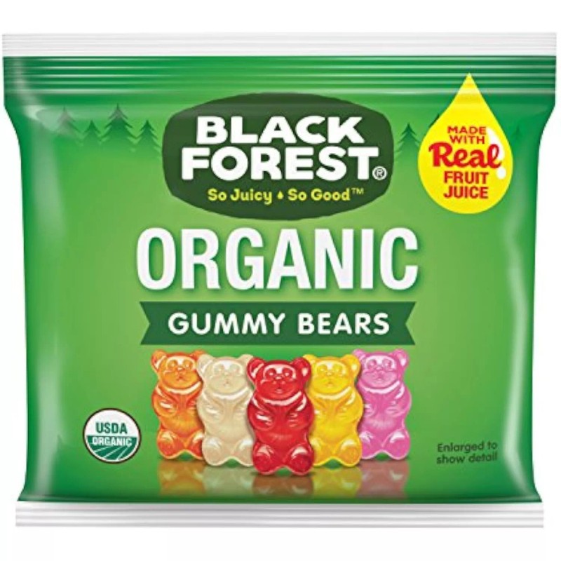 Black Forest Organic Gummy Bears Candy, 0.8 Ounce Pouches, 65