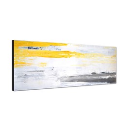 Sinus Art Wall Picture 150 x 50 cm Art Painting Abstract Yellow Grey