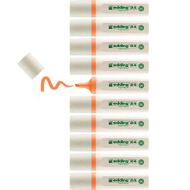 edding 24 EcoLine Highlighters - Orange - 10 Highlighters - Chisel Tip 2-5 mm - for Quick and Easy Marking and Highlighting of Texts and Notes - Refillable, Made of Recyclable Material