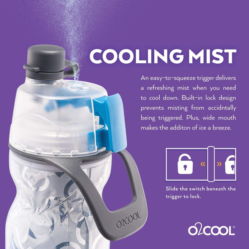 O2COOL Mist 'N Sip Misting Water Bottle 2-in-1 Mist And