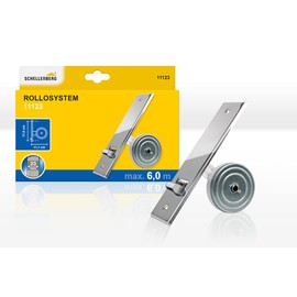 Schellenberg 11123 Built-in Roller Blind Belt Winder with Roller Shutter Plate in Metallic Look for Roller Shutter Strap Width 23 mm and Length 6 m Hole Spacing 17 cm