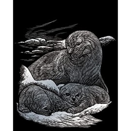 Royal & Langnickel - Scratch Picture Seal & Babies, Silver, Scratch Pictures for Children and Adults, with Scratch Pen and Template