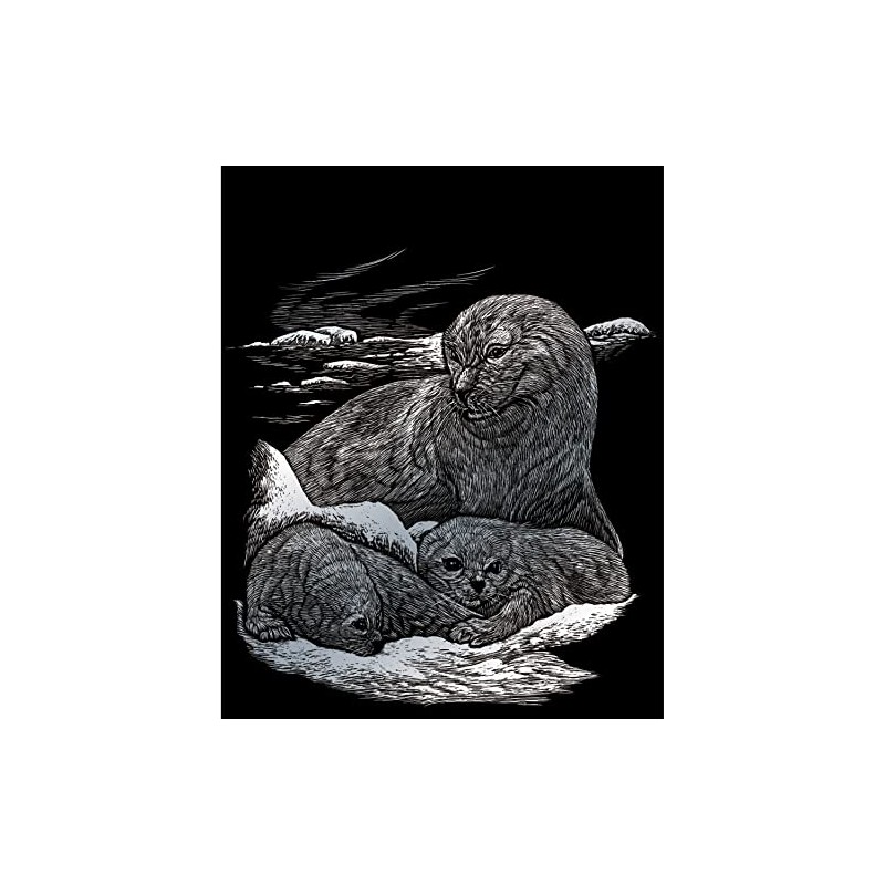 Royal & Langnickel - Scratch Picture Seal & Babies, Silver,