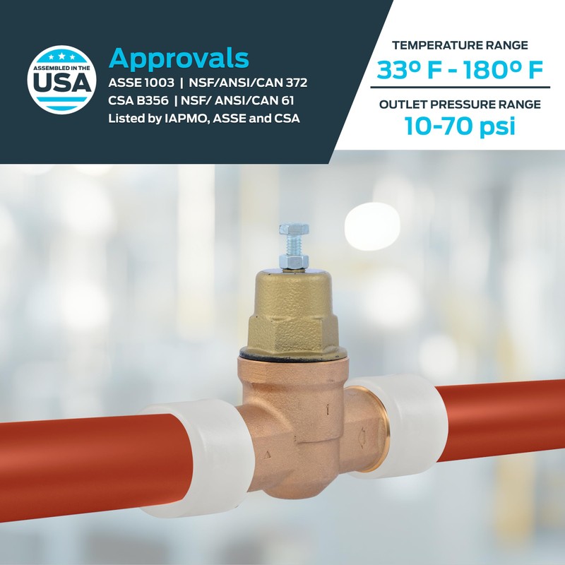 Cash Acme EB45 Pressure Regulating Valve, Double Union, 1 Inch
