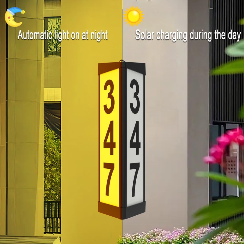 IVWVI 3 Side Solar Address Numbers, Lighted House Numbers for