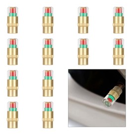 12PCS Car Tire Pressure Monitor Valve Stem Caps, 3-Color Eye Alert Valve Stem Caps Sensor Indicator, 2.4Bar 36PSI Tire Pressure Gauge Valve Caps for Cars, SUVs, Trucks, Motorcycles, Bicycles (Gold)