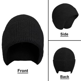 VIAUMBR Winter Hat Men's Hat Knitted Hat Headwear Hat Women's Winter Unisex Warm Thick Ski Hat, 37 Black