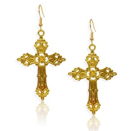 TIANHONGYAN Unique Baroque Cross Earrings Christ Dangle Earrings Vintage Bohemian Gothic Punk Dangle Drop Earrings for Women Jewelry (gold)