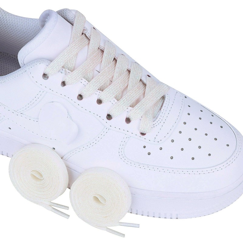 Olukssck [2 Pairs] Flat Glitter Shiny Metallic Shoe Laces for