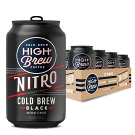 High Brew Coffee, Nitro Black, Cold Brew Coffee, Sugar Free, Dairy Free, 10 Fl Oz, Ready-To-Drink (Pack of 12)