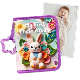 Baby's My First Family Album Baby Photo Albums Soft Photo Cloth Book with Baby-Safe Mirror Holds 17 4x6 Photos for Newborns, Toddlers, Baby Shower