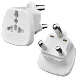 AMOS Universal UK USA EU Europe AU Asia to 3 Pin South Africa Swaziland Universelle Worldwide Tourist Visitor Visiter Travel Adaptor Adapter Convertor Converter Type M Mains Plug (White) (2)