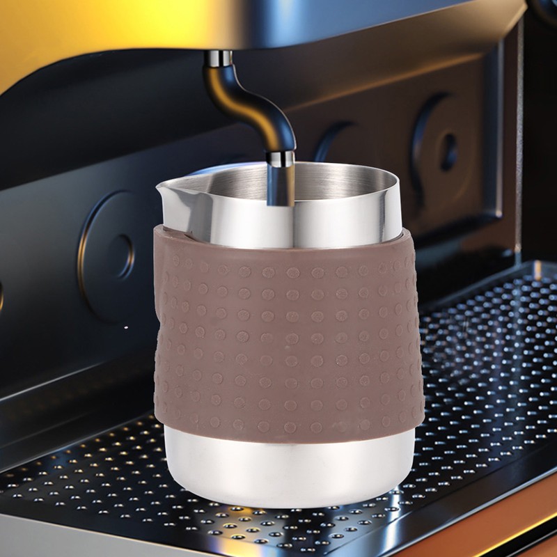 350ml Stainless Steel Milk Frothing Cup Anti-Scald Silicone Coffee Pitcher