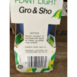 GE Vintage NOS General Electric GE Gro & Sho Plant Light Lamp Bulb 60W Watt 120V