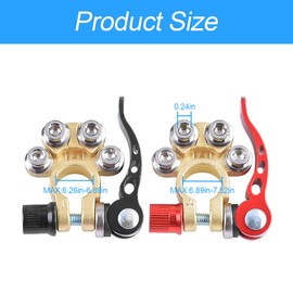 Battery Terminal Clamp Connectors, 2 Pcs 4 Way Quick Release Disconnect Car Battery Terminal for SAE/JIS Type A Posts, Compatible With Cars, Vans, Trucks and More
