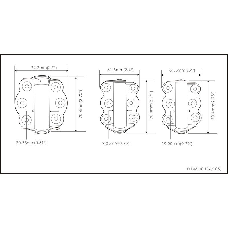 QCAA Door Spring Hinges, 2-3/4", Each Set Including 2 PCS