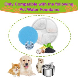 Cat Water Fountain Filter,Cat Fountain Filters Replacement for Round 2L/67oz Stainless Steel Pet Water Fountain,5 Pack Pet Fountain Filter Replacement