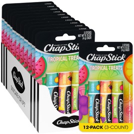 ChapStick ChapStick Lip Care, Tropical Treats Collection (36 Sticks) C Electric Tangerine, Fizzy Grape & Zingy Watermelon, Bulk Lip Balm, 0.15 Oz Ea